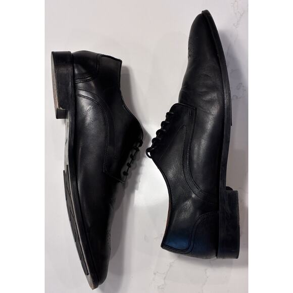 Mens 12 M ROCKPORT DresSports Black Leather Shoes Lace Up adiPRENE/Adidas
